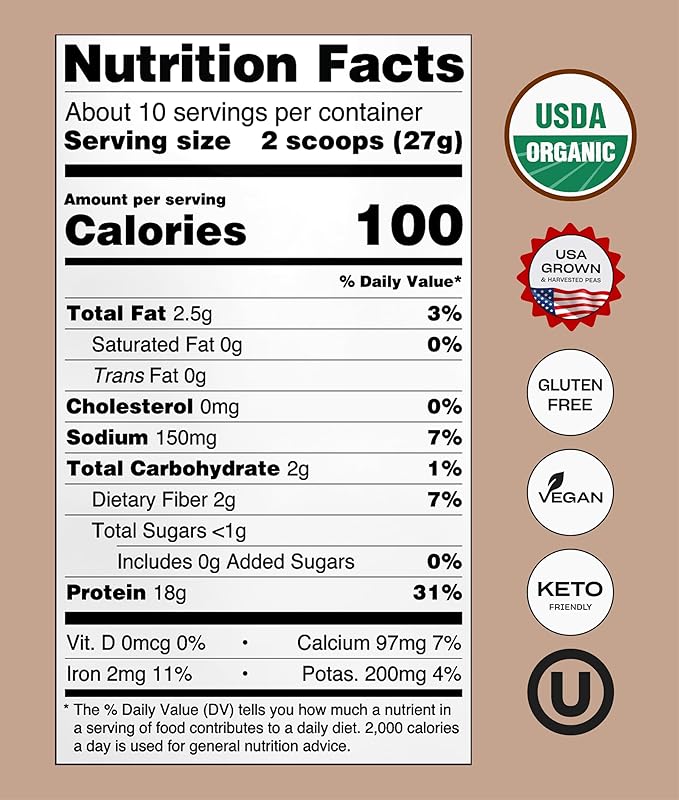 NUFYX® • Heavenly Protein® Powder • World’s Finest 100% Organic American Grown Peas • Vegan • Gluten Free • Low Carb (Dreamy Chocolate 20 Scoops)