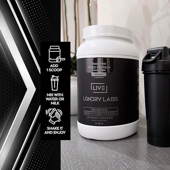 Grass-Fed Vanilla Whey Protein Powder | Organic Non GMO No Soy and Gluten Free - 27 Servings | NSF Certified for Sport