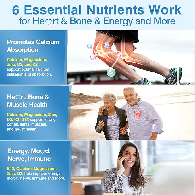 Calcium D3 K2 Magnesium Zinc Supplements Potassium Magnesium Gummies 2 Pack
