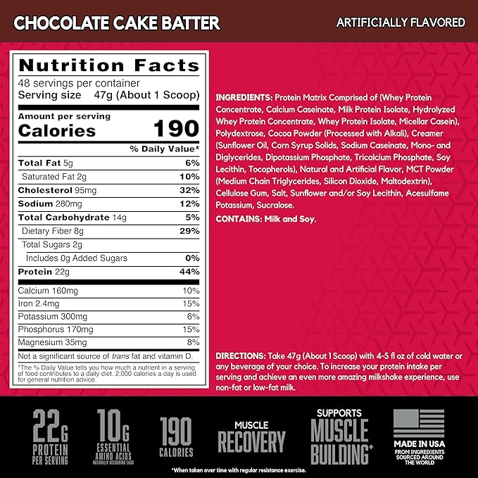 BSN SYNTHA-6 Whey Protein Powder Micellar Casein Milk Protein Isolate Powder Chocolate Cake Batter 48 Servings (Package May Vary)