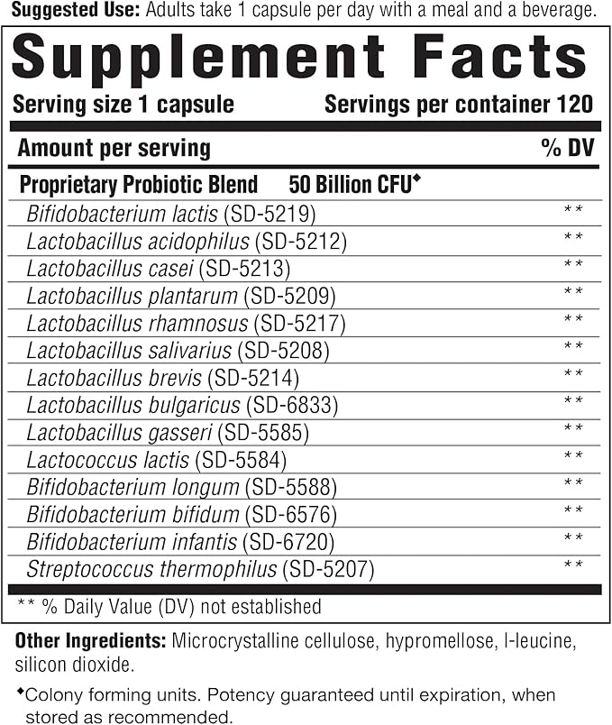 Innate Response Formulas Flora 50-14 Clinical Strength - Probiotic Supplement with 50 Billion CFU - 14 Probiotic Strains - Vegetarian and Non-GMO - Made Without 9 Food Allergens - 120 Capsules