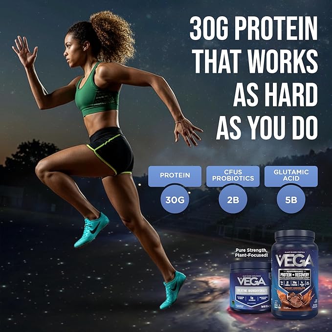 Vega Creatine Monohydrate Powder 17.6oz (100 Servings) Sport Protein &amp Recovery Chocolate Protein Powder 1.8lbs - Plant-Based Protein and Muscle Support
