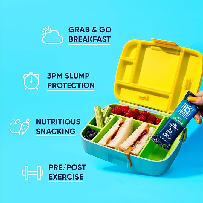 IQBAR Clean Plant Protein Bars - Wild Blueberry - 12 Count - Keto Vegan High Fiber Gluten and Dairy Free Low Sugar Snack - Brain and Body Nutrients for Focus Energy Meal Replacement