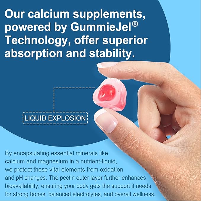 Calcium Citrate Supplement 1000mg for Women &amp Men 6-in-1 Calcium Magnesium Zinc Gummies + Vitamin D3 B6 &amp Potassium High Absorption for Bones Teeth Muscle &amp Nerve Health Vegan Sugar