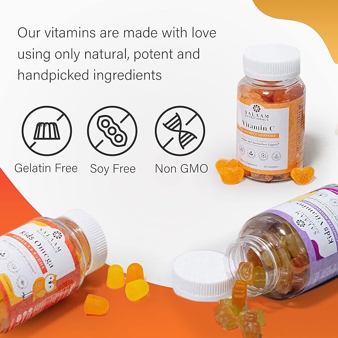 Salaam Nutritionals - Vitamin Pack Omega 3 + Dha for Kids Multivitamins for Kids Vitamin C Vitamin Gummies Bundle 3 Packs