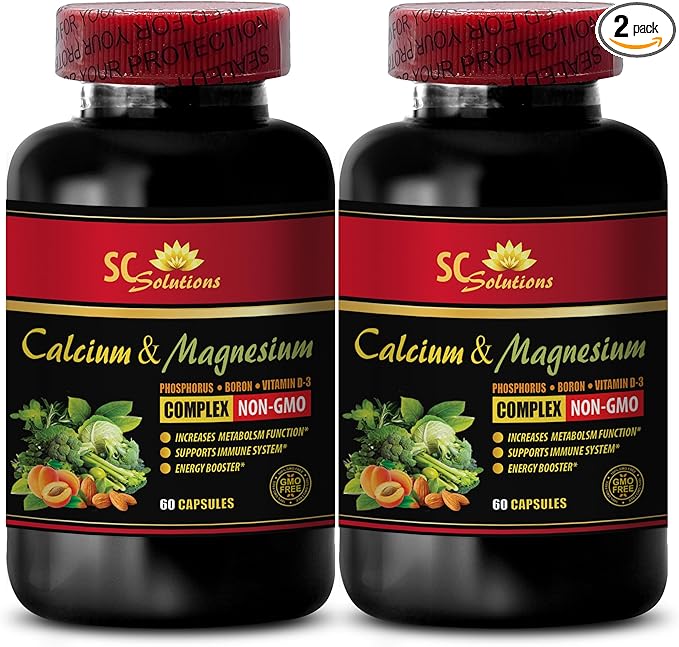 Calcium Magnesium Supplement - Calcium Magnesium Complex with Vitamin D and Boron - Muscle Recovery Supplements for Women Immune Support Herbal Complex Boron Tablets Immunity - 2 Bottles 120 Caps