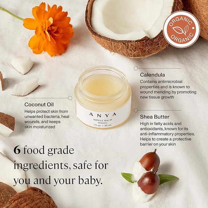 ANYA New Mom Breastfeeding Essentials Kit for Postpartum Recovery | Baby Registry Gift Set | Wellness Care Package with Postnatal Multivitamin Omega-3 Organic Lactation Tea &amp Organic Nipple Balm