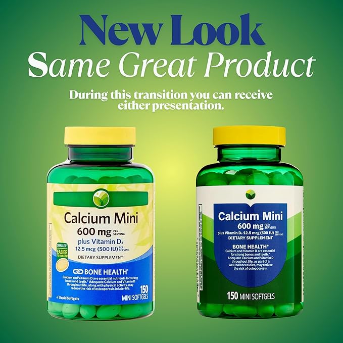 KP+ Calcium Mini 600 mg Plus Vitamin D3 12.5 mcg (500 IU) | Bone &amp Teeth Health Support | Dietary Supplement | 150 Mini Softgels | Pack of 1