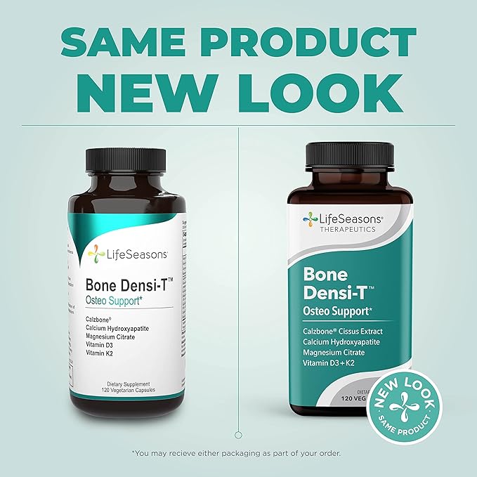 LifeSeasons Bone Densi-T - Osteo &amp Calcium Support - Bone Mineral Density Pliability &amp Healing - Skeletal Strength &amp Tissue Production - Calcium Magnesium &amp Vitamin D - 120 Capsules