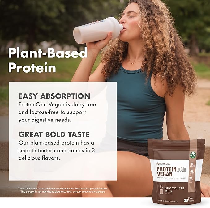 NutraOne ProteinOne Vegan Plant-Based Protein Powder Vegan Protein Powder Dairy-Free Pea and Rice Protein (Chocolate Milk)