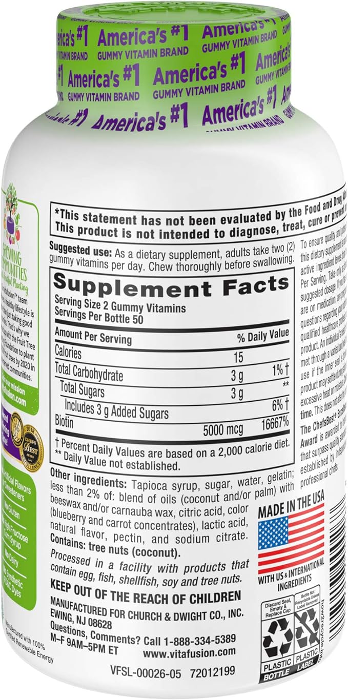 Vitafusion Extra Strength Biotin Gummy Vitamins 100 ct