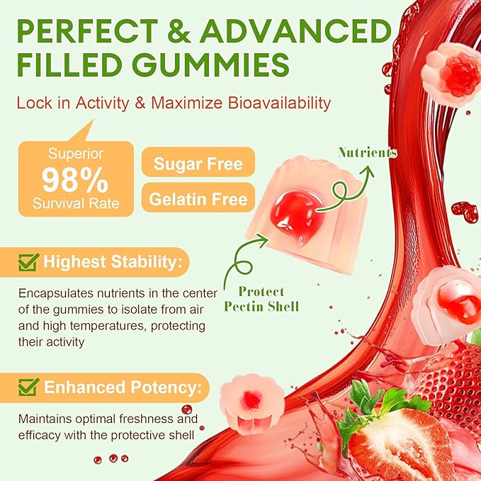 Totaria Men's Multivitamin Gummies &amp Probiotic Prebiotic Postbiotic Gummies Bundle Strawberry Flavor