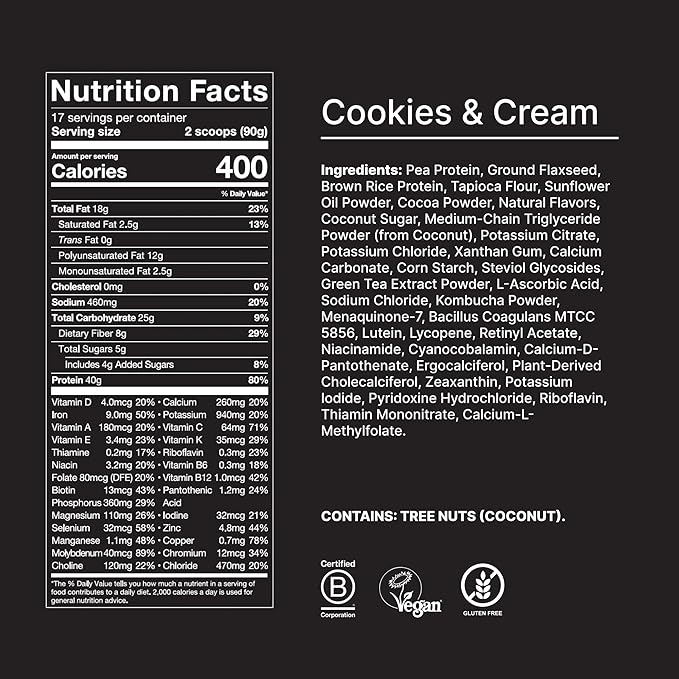 Huel Black Edition | Cookies and Cream 40g Vegan Protein Powder | Nutritionally Complete Meal Replacement | 27 Vitamins and Minerals Gluten Free | 17 Servings