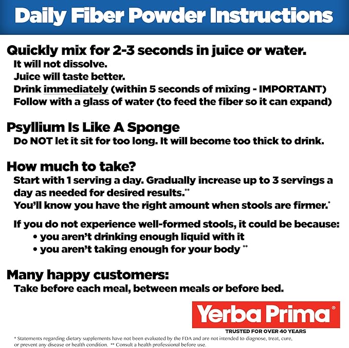 Yerba Prima Daily Fiber Formula Powder - 12 oz (Pack of 3) - Soluble &amp Insoluble Dietary Fiber Supplement - Colon Cleanse - Vegan Non-GMO Gluten-Free