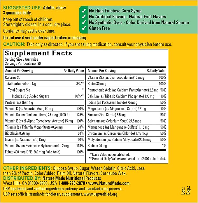 Nature Made Daily 4 Combo Pack Multivitamin for Him and Her Gummies Omega-3 from Fish Oil Softgels Magnesium Glycinate Capsules Probiotic Gummies 4 Bottles