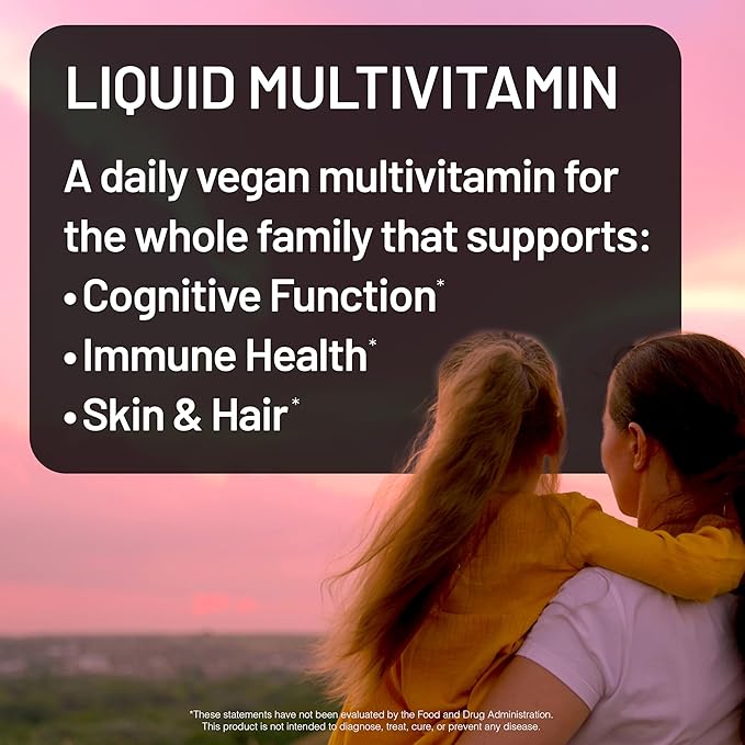 NatureWise Liquid Multivitamin for Women Men of All Ages - Sugar Free Vegan - Vitamins for Energy Levels Beauty Immune Health with Methylated B12 &amp Folate - Non-GMO - 30 fl oz(887 mL)