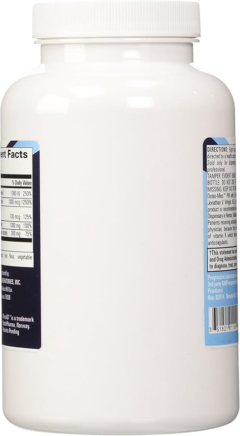 Progressive Labs Osteo-Mins PM with D Plus K1 and K2 Supplement 240 Count