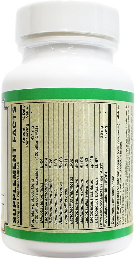 100 Billion Probiotic - 12 Strains with Prebiotics | Shelf Stable &amp Acid Resistant Probiotic for Digestive &amp Immune Health Support for Women and Men