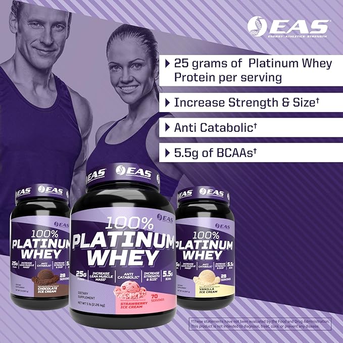 EAS Experimental and Applied Sciences 100% Platinum | 3 Ultra-Platinum Whey Proteins | Increase Size &amp Strength | 25g Protein 5.5g BCAAs | 5 Pound (Cinnamon Cereal Crunch)