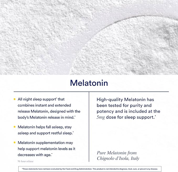Ritual Sleep BioSeries™ Melatonin: Sleep Aid for Adults Sleep Supplement with Time Released Capsules Drug Free Sleep Vitamins for Adults for All Night Sleep Support 20 Capsules