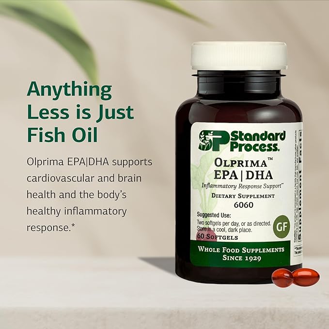 Standard Process Olprima EPA|DHA - Supplement for Brain Health with Omega-3 - Supports a Healthy Heart - Gluten-Free Non-Dairy &amp Non-Soy - 60 Softgels (30 Servings)