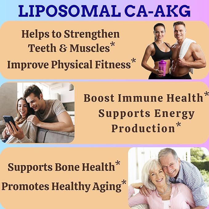 Liposomal Calcium AKG 1500mg Vitamin C D3 K2 Mg+ &amp Probiotics Supplement-120 Softgels