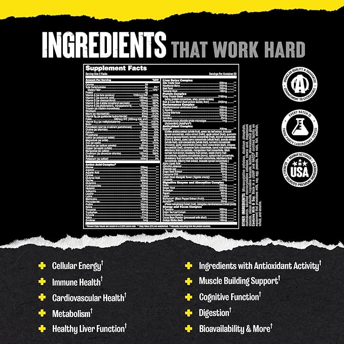 Animal Pak - Convenient Multivitamin for Men &amp Women Daily All-in-One Vitamin &amp Supplement Pack - Zinc Vitamins C B D Amino Acids and Immune Support - Sports Nutrition Performance - 44 Co
