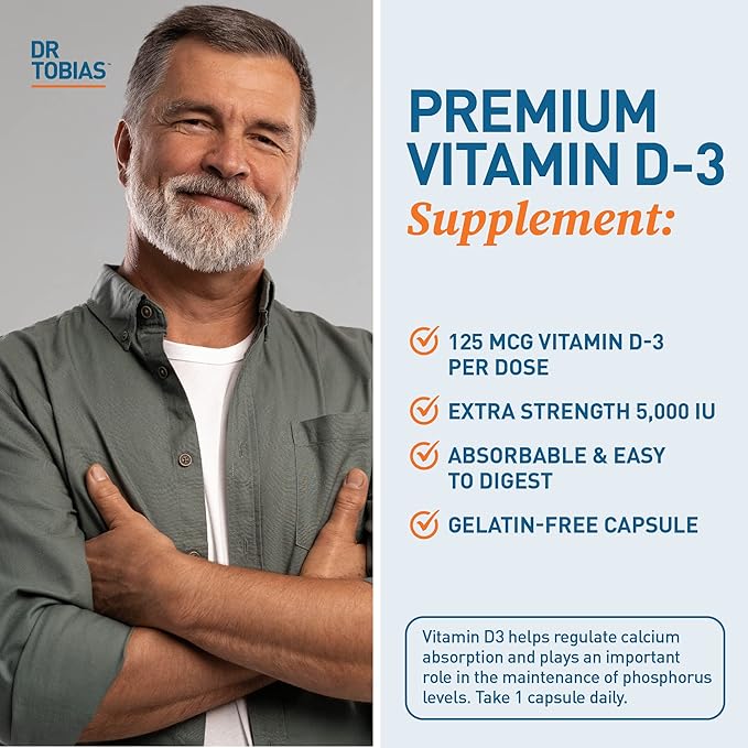 Dr. Tobias AKG Supplement &amp Vitamin D3 - Optimize Cellular Energy &amp Bone Health with High-Potency Vitamin D &amp Bioavailable AKG Non-GMO
