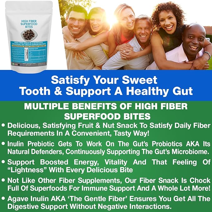 High Fiber Superfood Bites 5g Clean Fiber Snacks for Adults Peanut Cocoa Date Flavor High Fiber Foods No Added Sugar Vegan Fiber Snack Supports Digestion Regularity Gut Health Snack 30 Count