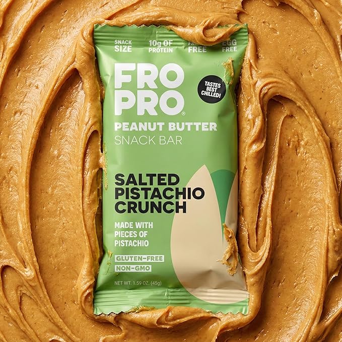 FROPRO Snack Bar - Peanut Butter Snack Bars - Gluten Free Dairy Free Soy Free Non GMO Plant Based Protein Snack Bar - Crave-worthy &amp Great On-the-Go | Pistachio Crunch 12 Pack