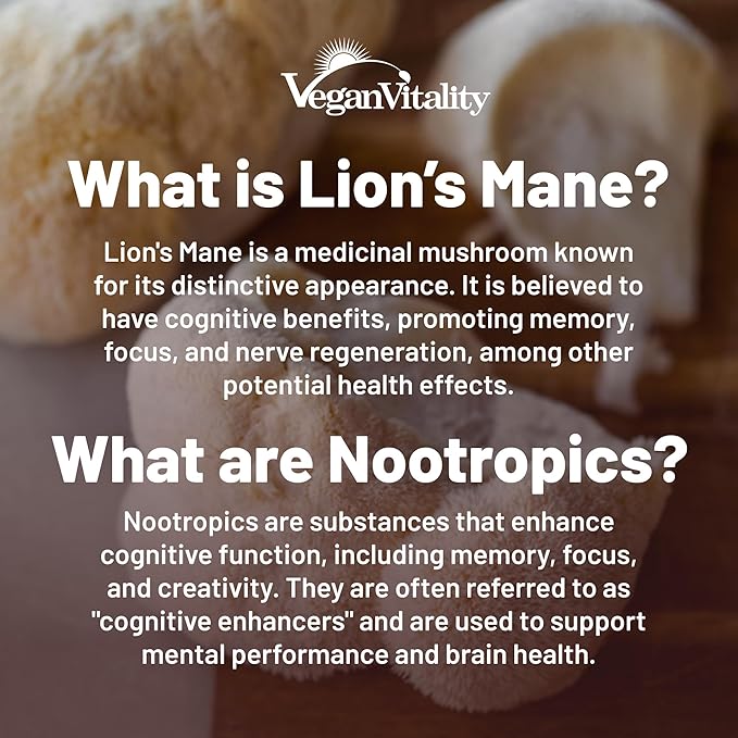 Vegan Vitality Brain &amp Body Balance Bundle: 120 Lions Mane Mushroom Nootropic Brain Support Supplement and 60 Vegan Vitamin D3 + K2 4000IU (100mcg)