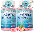 Calcium Citrate 1000mg Calcium Gummies with Calcium &amp Magnesium 2:1 Ratio Plus Vitamin D3 Zinc B6 &amp Potassium – High Absorbable Calcium Chewable Bone &amp Muscle Support Vegan Sugar-Fr