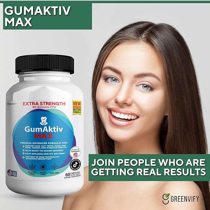 GumAktiv Max Probiotic Supplement 40 Billion CFU 60 Capsules Advanced Formula for Digestive Health (5)