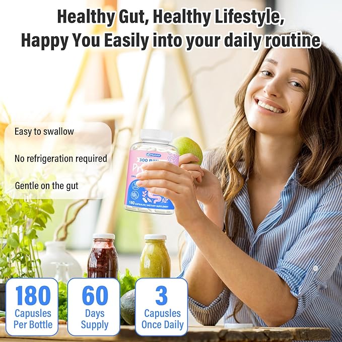 (180 Capsules) Probiotics for Women &amp Men 5-in-1 Probiotic Prebiotic Postbiotic Organic Herbs &amp 16 Digestive Enzymes Blend 300 Billion CFU Complete Gut Health Digestive Health &amp Imm