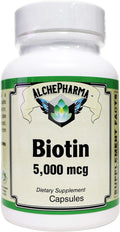 Biotin 5000 mcg (5 mg) per Easy to Swallow Capsule *Free of Yeast Wheat Gluten and preservatives