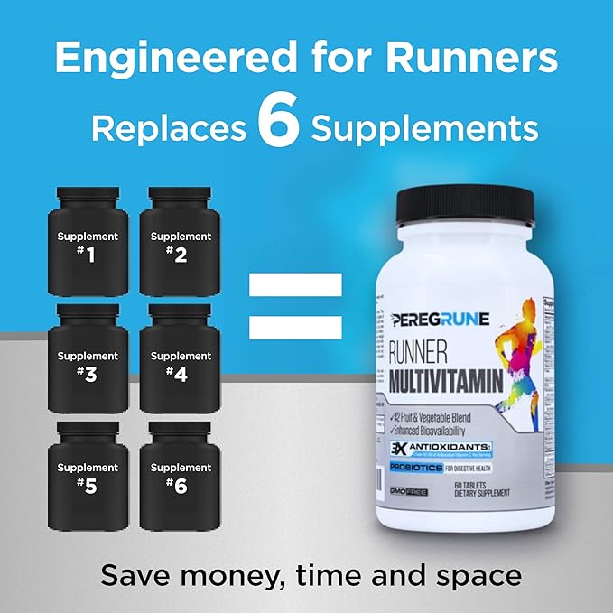 Runner Multivitamin | Engineered Vitamin with Antioxidants and Complete B Complex to Support Endurance &amp Energy | Probiotics Whole Foods | Certified Running Supplements