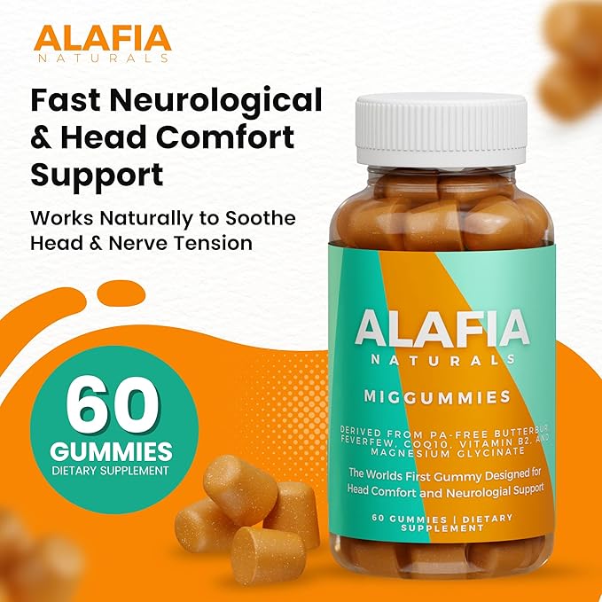 Miggummies - World's First Cranial Comfort and Support Gummy - Magnesium Glycinate Butterbur Feverfew CoQ10 Vitamin B2 400mg Riboflavin 400mg 60ct