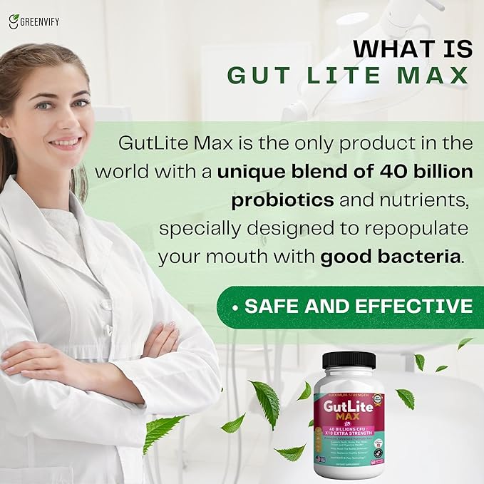 GutLite Max Probiotic Supplement Maximum Strength 40 Billion CFU 60 Capsules 30-Day Supply MAKTREK Bi-Pass Technology (1)