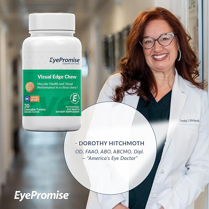 EyePromise Vizual Edge Supplement - 90 Chewable Tablets 90-Day Supply Citrus Flavor - AREDS 2 Eye Vitamin with 20mg Zeaxanthin &amp 10mg Lutein for Vision Quality &amp Clarity