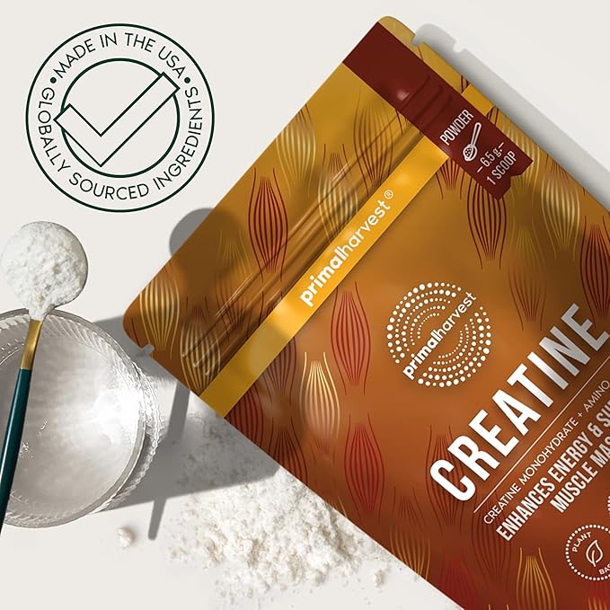 Primal Harvest Creatine Powder Supplement for Men and Women's Fitness Workouts and Muscle Growth to Help Promote Recovery Strength Energy and Endurance (2)