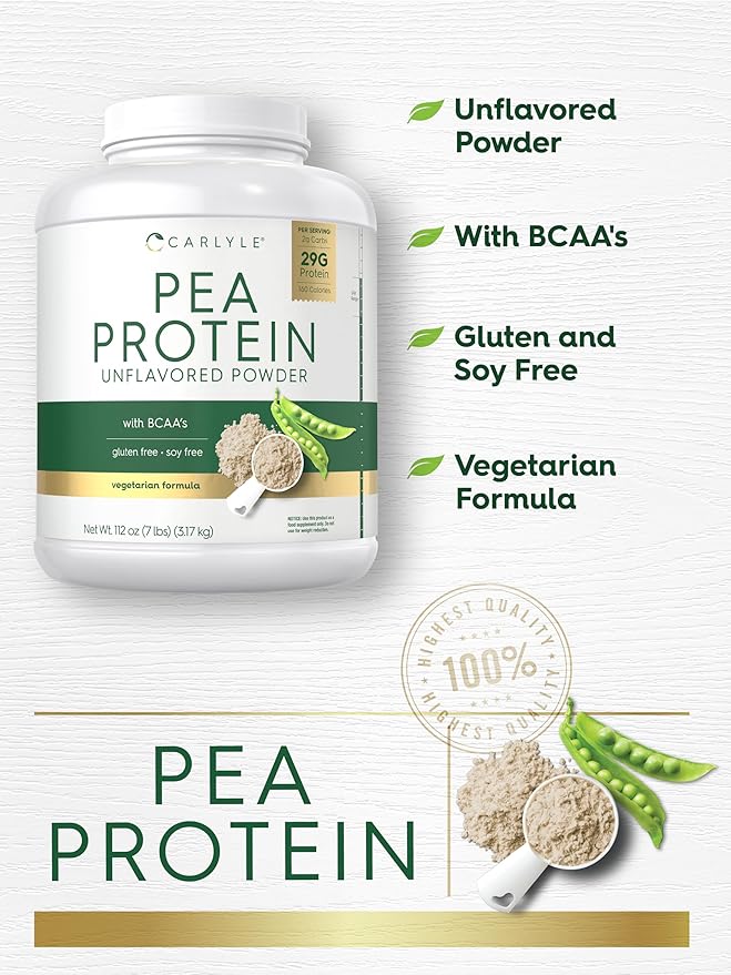 Carlyle Pea Protein Powder 7lb | Unflavored | 29G Protein | for Men and Women | Vegetarian Non-GMO Gluten and Soy-Free