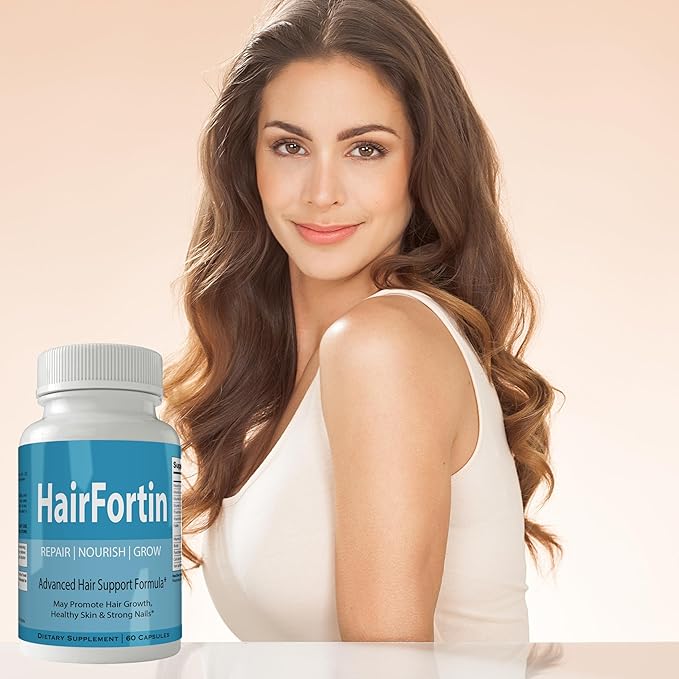 Hairfortin Advanced Hair Growth Vitamins and Minerals - Extra Strength Formula for Hair Skin and Nails with Biotin - Gluten Free 60 Capsules