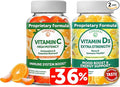Lunakai Vitamin C and Vitamin D3 Gummies Bundle - 300mg Organic Non-GMO Vegan Chewable Gummy - Immunity Bone and Mood Support Supplement for Adults