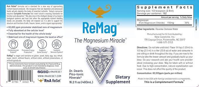 RnA ReSet ReMag &amp ReMyte – Magnesium &amp Multi-Mineral Liquid Supplement Bundle 16.2 Fl Oz Each (2-Pack) NSF Certified