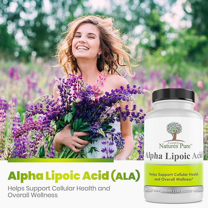 Simply Natures Pure Alpha Lipoic Acid 600mg 240 Veggie Capsules Non-GMO Thioctic Acid 8 Month Supply