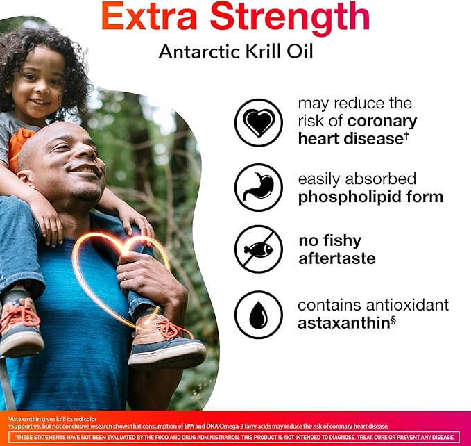 MegaRed Antarctic Krill Oil 500mg Omega 3 Fatty Acid Supplement Extra Strength EPA &amp DHA Krill Oil Softgels (90cnt Box) Astaxanthin Heart Health Supplement with No Fish Oil Aftertaste