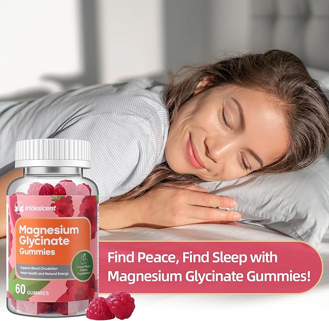 Magnesium Glycinate Gummies 400mg Sugar Free Magnesium Supplement w/Ashwagandha Zinc Vegan Magnesium Glycinate Supplement for Adults - 120 Cherry Gummies