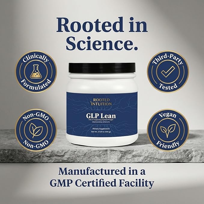 Rooted GLP-1 Fiber Supplement for Digestive Health &amp Appetite Support – High Fiber Powder with Akkermansia &amp F. prausnitzii Support – Gut Microbiome Balance Satiety &amp Regularity – GLP Lea