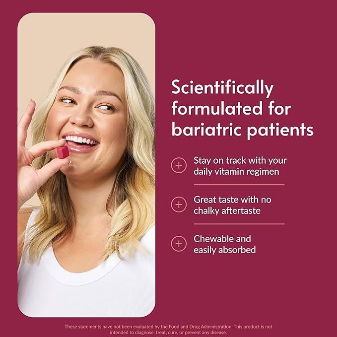Bariatric Advantage Multi Chewy Bite - Soft Chew Multivitamin for Bariatric Surgery Patients - Chewable Multivitamin with Folic Acid Vitamin D3 &amp More - Strawberry Watermelon Flavor - 60 Count