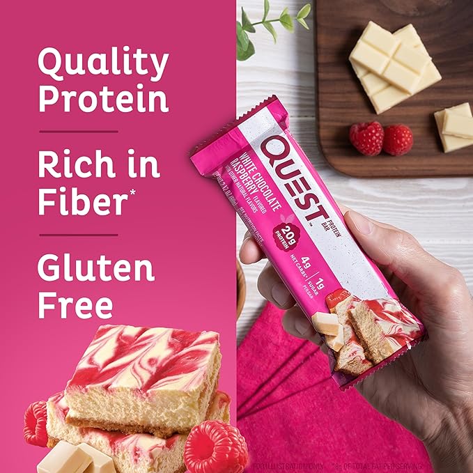 Quest Nutrition Crispy Blueberry Cobbler Hero Protein Bar 16g Protein 1g Sugar 3g &amp White Chocolate Raspberry Protein Bars High Protein Low Carb Gluten Free